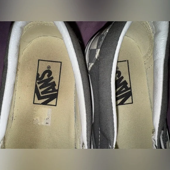 Vans Classic Slip-On sneakers pewter and true white checkerboard colorway Sz 7.5 - Picture 4 of 11